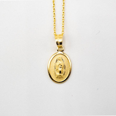 Gold Guadalupe Mini Oval Necklace - Guadalupe Gifts