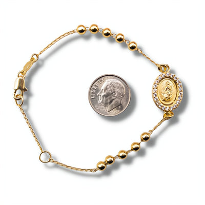Gold Guadalupe Rosary Bracelet w/ Zirconia - Guadalupe Gifts