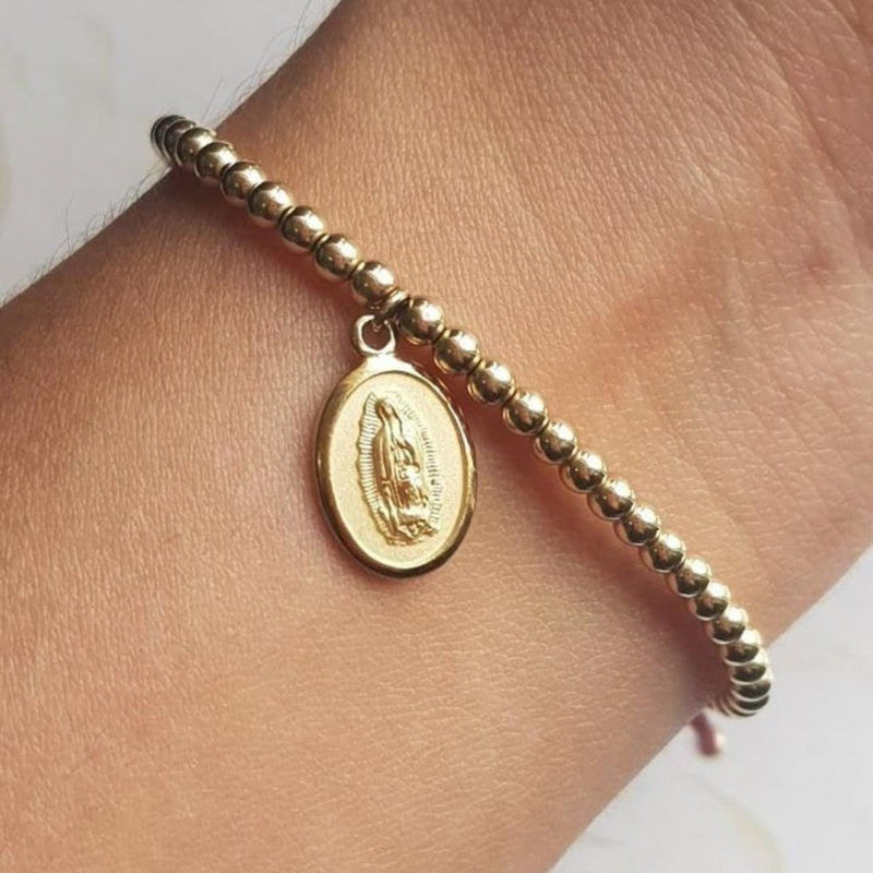 Gold Our Lady of Guadalupe Corded Bracelet - Guadalupe Gifts