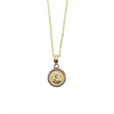 Gold Our Lady of Perpetual Help Round Floral Necklace - Guadalupe Gifts