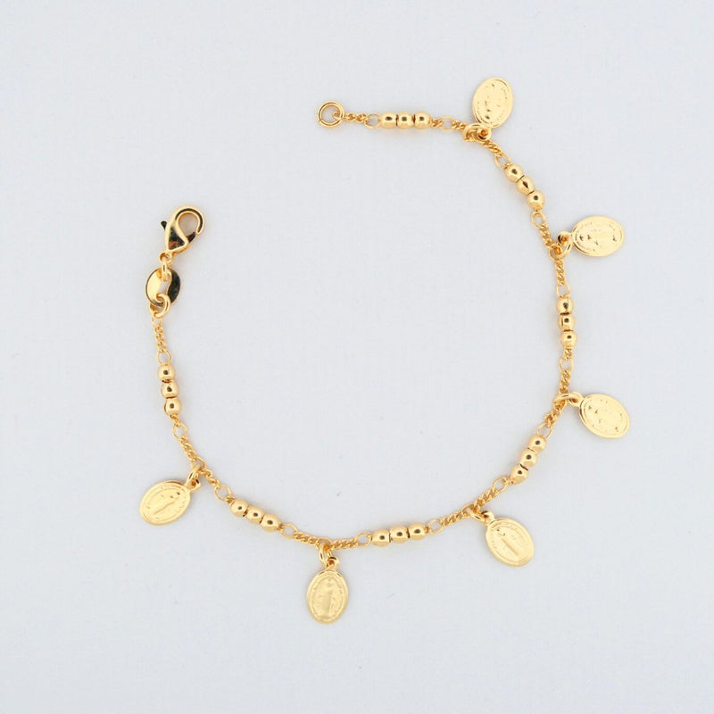 Gold-Plated Bracelet with Our Lady of Grace Charms - Guadalupe Gifts