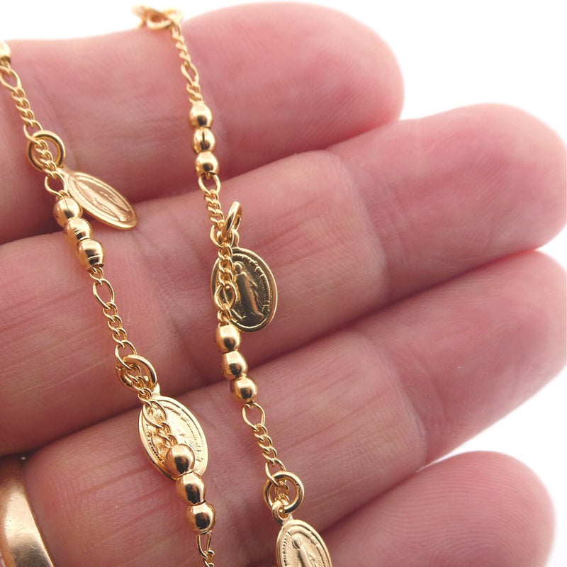 Gold-Plated Bracelet with Our Lady of Grace Charms - Guadalupe Gifts