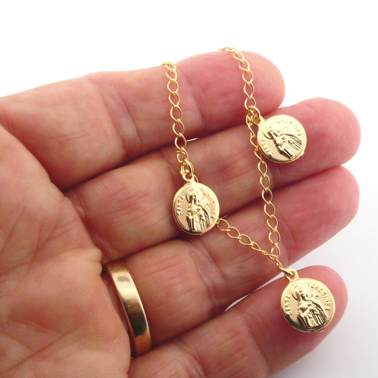 Gold-Plated Bracelet with St Therese of Lisieux Medals - Guadalupe Gifts