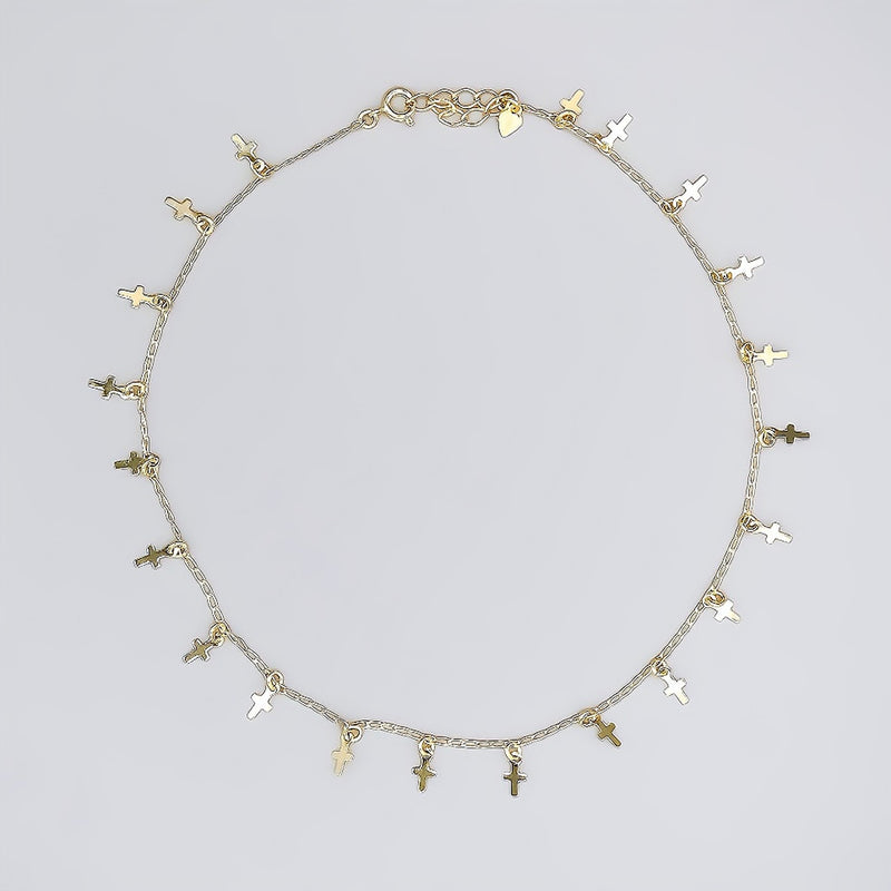 Gold-Plated Cross Charms Choker - Guadalupe Gifts