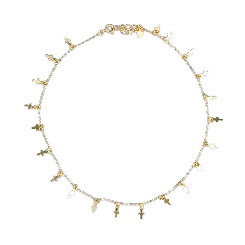 Gold-Plated Cross Charms Choker - Guadalupe Gifts