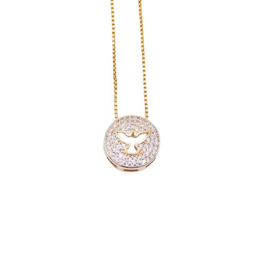 Gold-Plated Holy Spirit Necklace w/ Zirconias - Guadalupe Gifts