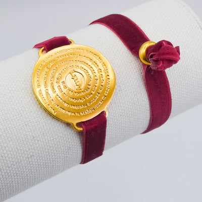 Gold-Plated Our Father Prayer Adjustable Velvet Bracelet - Guadalupe Gifts