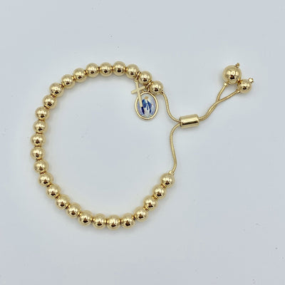 Gold-Plated Our Lady of Grace Lariat Bracelet w/ Cross Charm - Guadalupe Gifts