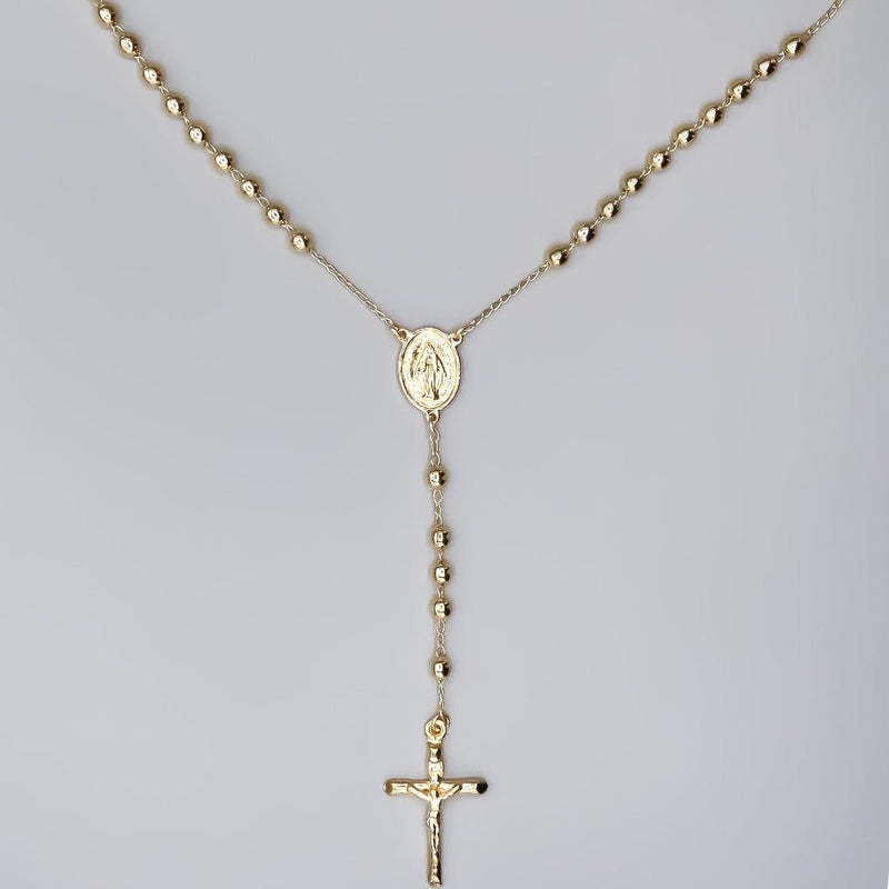 Gold-Plated Our Lady of Grace Unisex Rosary Necklace - Guadalupe Gifts