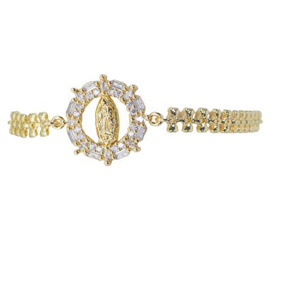 Gold-Plated Our Lady of Guadalupe White Zirconia Bracelet - Guadalupe Gifts