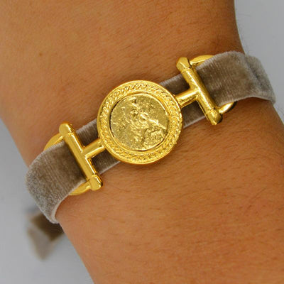 Gold-Plated Our Lady of Perpetual Help Velvet Bracelet - Guadalupe Gifts