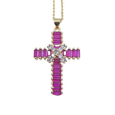 pink cross necklace