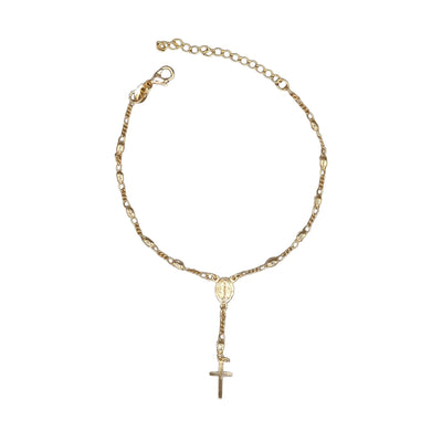 Gold-Plated Rosary Bracelet with Our Lady of Grace Medal - Guadalupe Gifts