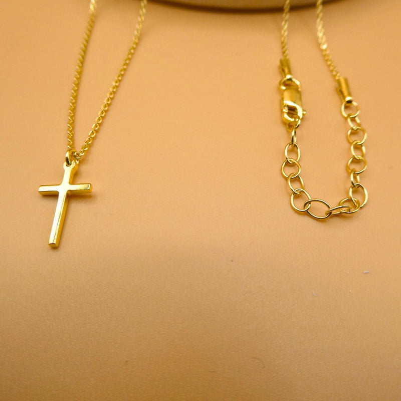 Gold-Plated Silver Cross Pendant with Chain - Guadalupe Gifts