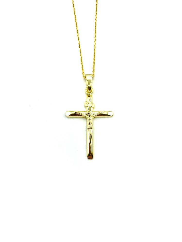 Gold-Plated Silver Crucifix Necklace - Guadalupe Gifts