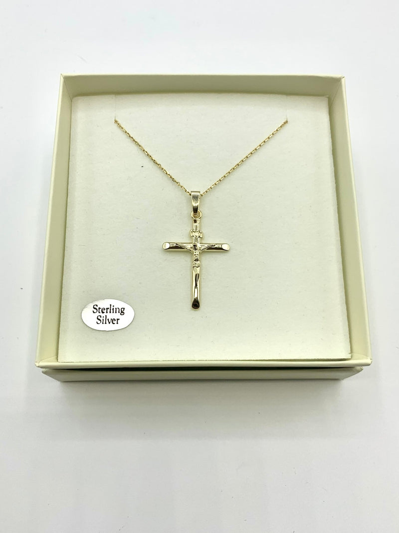 Gold-Plated Silver Crucifix Necklace - Guadalupe Gifts