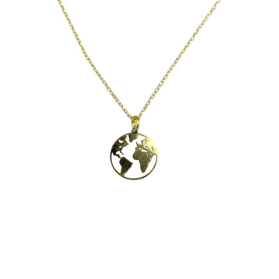 Gold-Plated Silver Globe Charm Necklace - Guadalupe Gifts