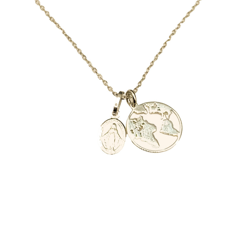 Gold-Plated Silver Globe & Grace Necklace - Guadalupe Gifts