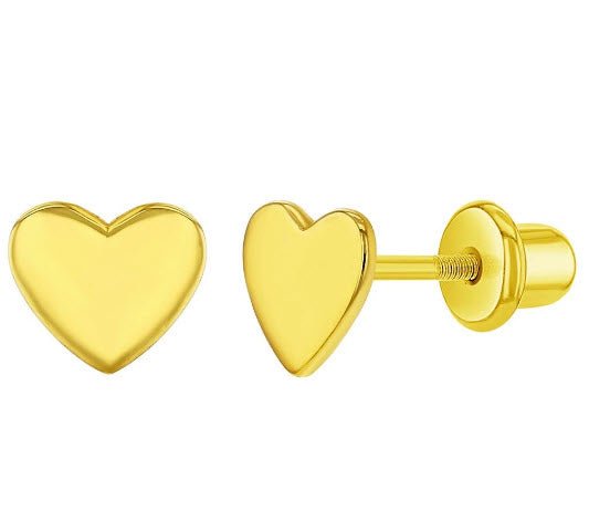 Gold-Plated Silver Heart Screw Back Earrings - Guadalupe Gifts