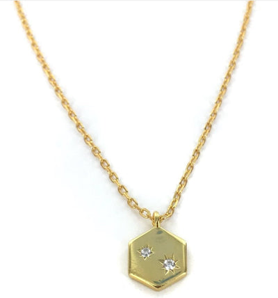 Gold-Plated Silver Hexagon Necklace - Guadalupe Gifts