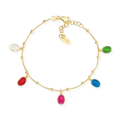 Gold-Plated Silver Madonna Multicolor Bracelet - Guadalupe Gifts