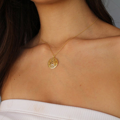 Gold-Plated Silver 'Mandala' Medal Necklace - Guadalupe Gifts