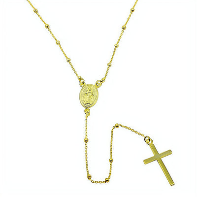 Gold-Plated Silver Miraculous Medal Rosary Necklace - Guadalupe Gifts
