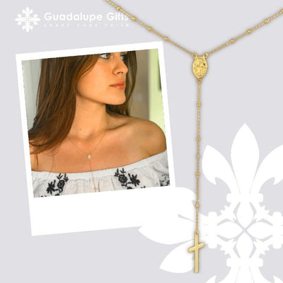 Gold-Plated Silver Miraculous Medal Rosary Necklace - Guadalupe Gifts