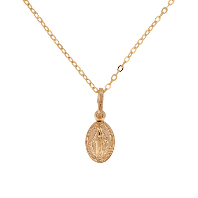 Gold-Plated Silver Miraculous Virgin Mary Small Medal Necklace - Guadalupe Gifts