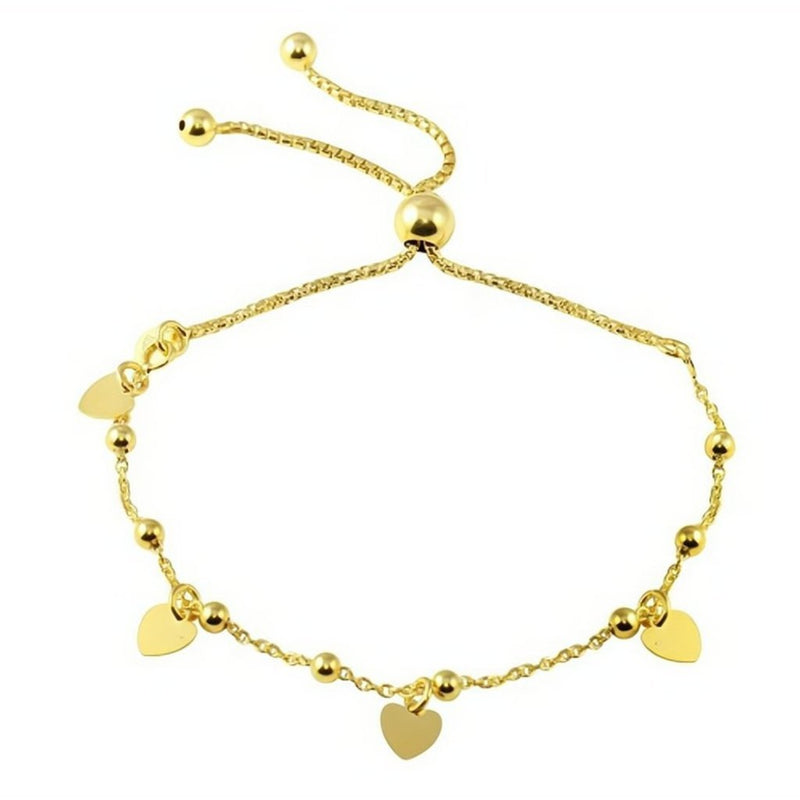 Gold-Plated Silver Multi Heart Beaded Lariat Bracelet - Guadalupe Gifts