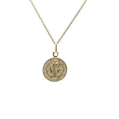 Gold Plated Saint Benedict Medal Pendant Necklace San Benito Medalla – Fran  & Co. Jewelry Inc.