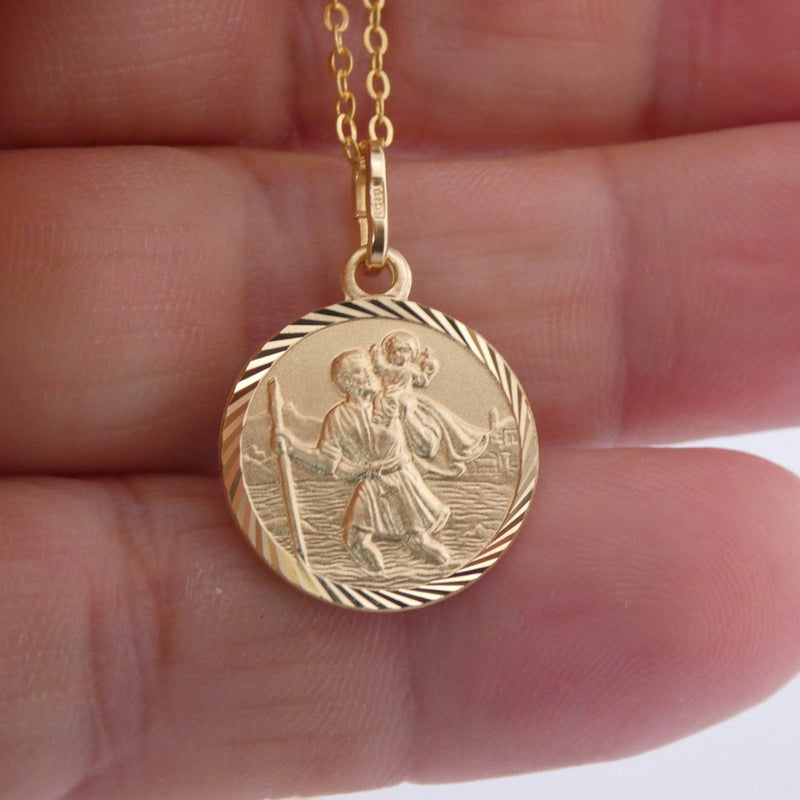 Gold-Plated Silver St Christopher Medal Necklace - Guadalupe Gifts