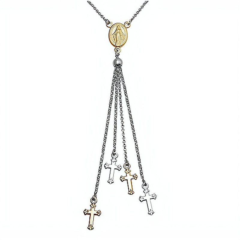 Gold-Plated Silver Virgin Mary Tassel Necklace - Guadalupe Gifts