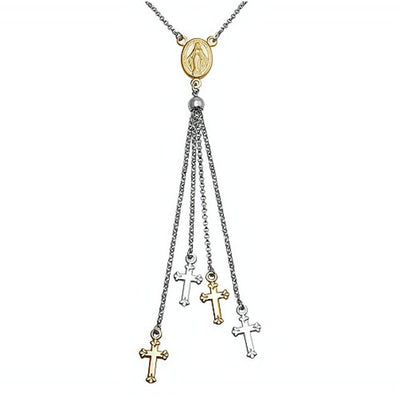 Gold-Plated Silver Virgin Mary Tassel Necklace - Guadalupe Gifts