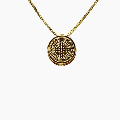 St. Benedict Pendant Necklace, Military Gold Plated Chain, San Benito  Necklace, Medalla San Benito, Catholic Jewelry,christmas Gift, Santos 