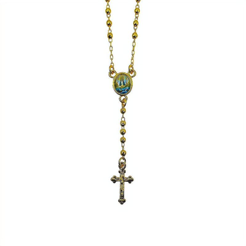 Gold-Plated Tiny Bead Our Lady of Charity Necklace - Guadalupe Gifts
