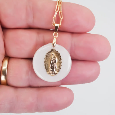 Gold-Plated White Guadalupe Necklace - Guadalupe Gifts