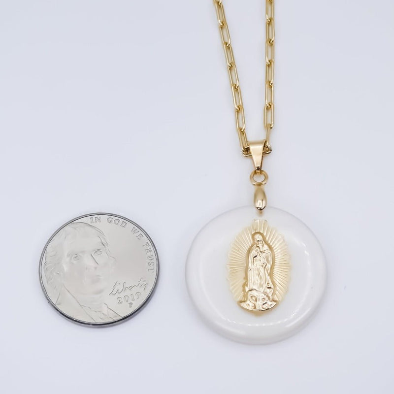 Gold-Plated White Guadalupe Necklace - Guadalupe Gifts