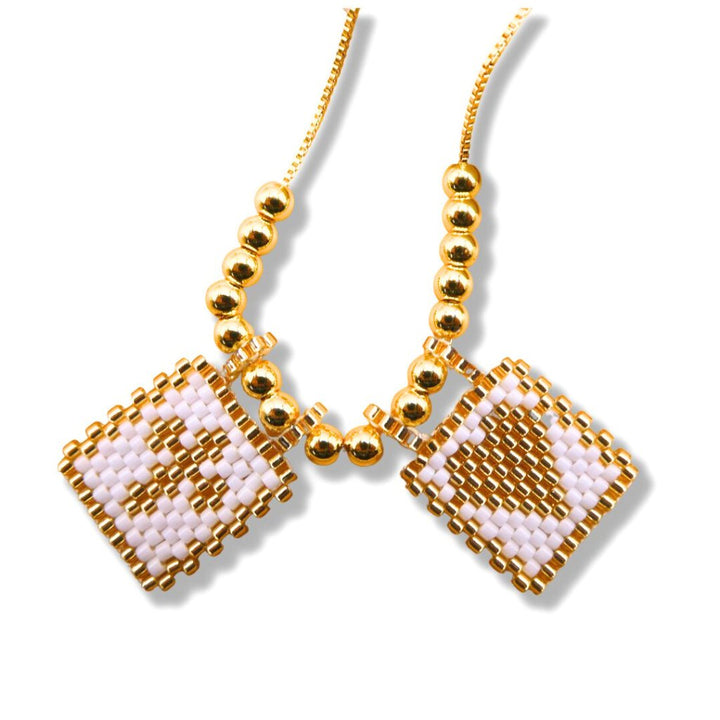 ★miyuki_heart_00★2026.6月27日　商品番号96 heart and cross necklace | miyuki beads necklace | White and Gold