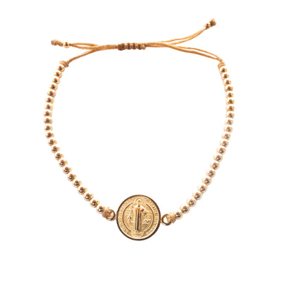Gold St. Benedict Adjustable Bracelet - Guadalupe Gifts