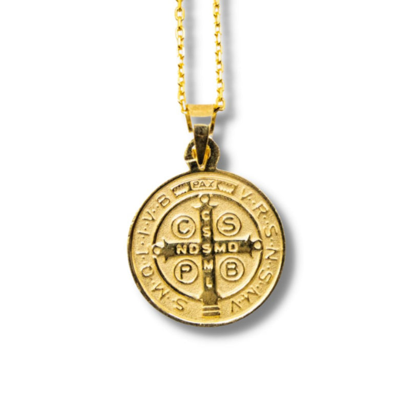Gold St Benedict Medal Necklace - Guadalupe Gifts