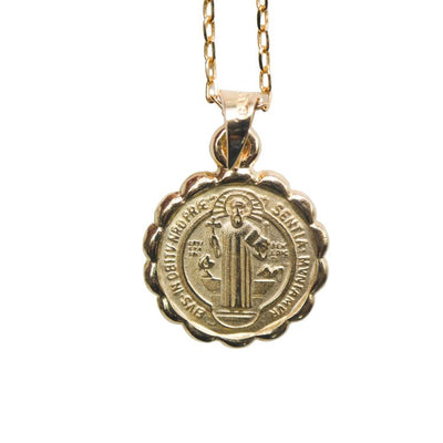 Gold Plated Saint Benedict Medal Pendant Necklace San Benito Medalla – Fran  & Co. Jewelry Inc.