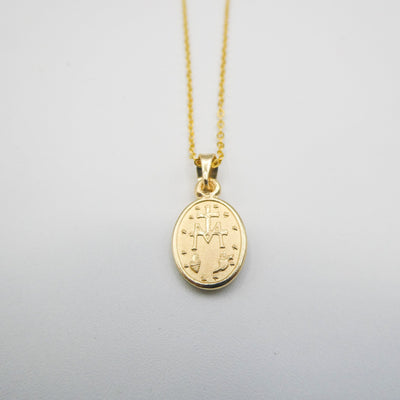 Gold Tiny Miraculous Oval Necklace - Guadalupe Gifts