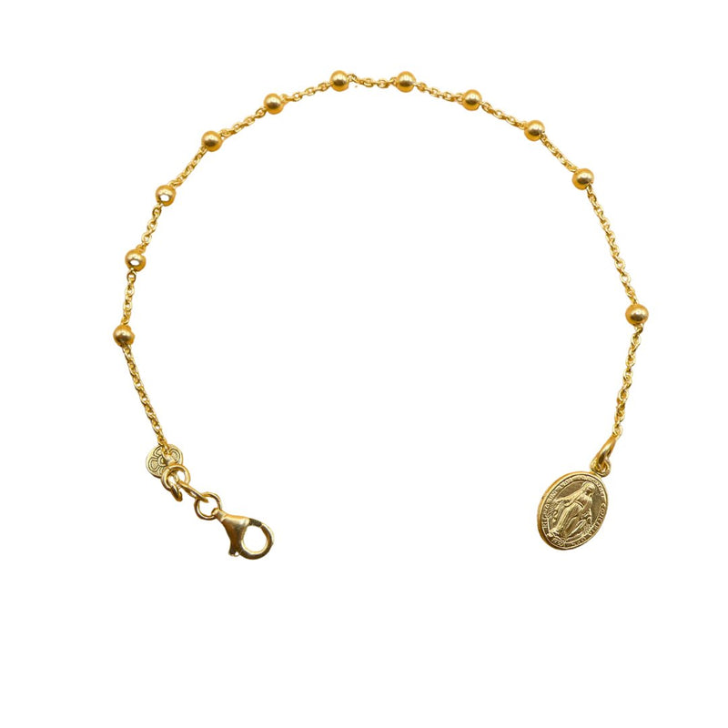 Gold Vermeil Miraculous Medal Rosary Bracelet 7.5-inch - Guadalupe Gifts