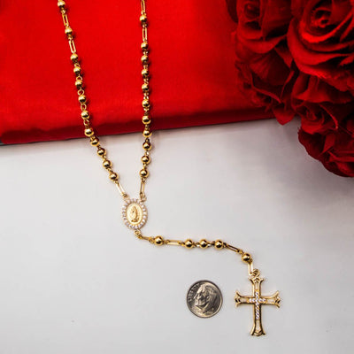 Gold Virgen de Guadalupe Rosary Necklace - Guadalupe Gifts