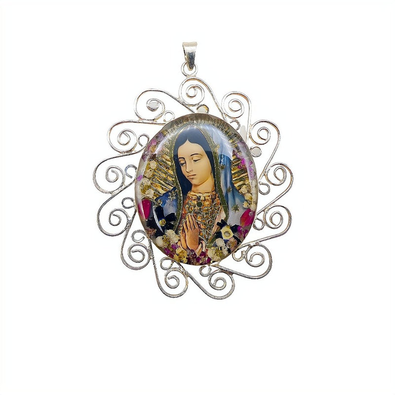 Guadalupe Baroque III Necklace w/ Pressed Flowers - Guadalupe Gifts