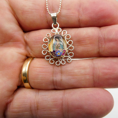 Guadalupe Baroque Pendant w/ Pressed Flowers - Guadalupe Gifts