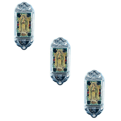 Guadalupe Holy Water Font w/ Pressed Flowers 11" x 4.3" - Guadalupe Gifts