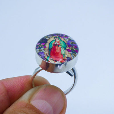 Guadalupe Oval Adjustable Ring w/ Pressed Flowers - Guadalupe Gifts