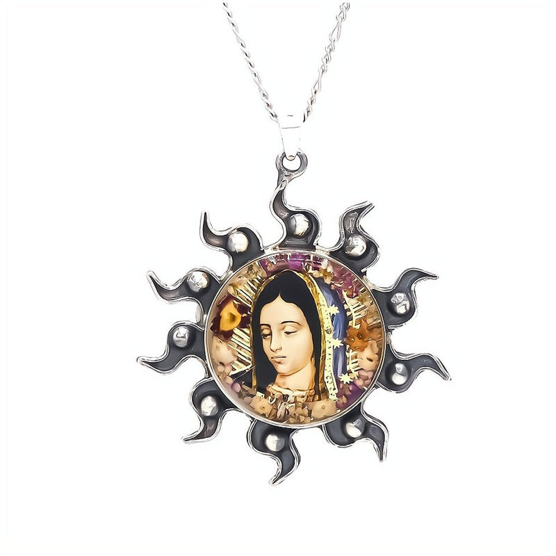 Guadalupe Sun Necklace w/ Pressed Flowers - Guadalupe Gifts